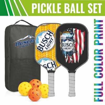 Pickleball Racket Set (15.5" x 7.8") - Wooden Paddles
